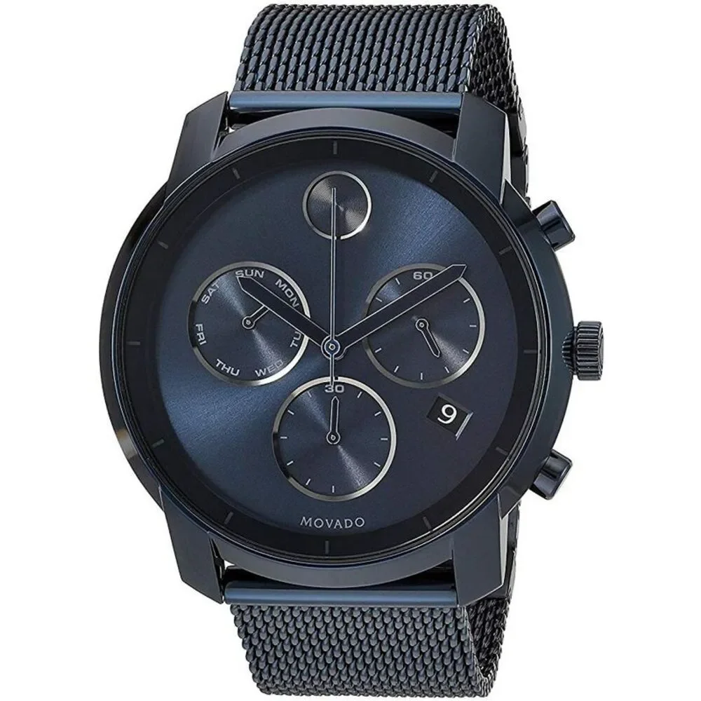 Movado Bold Ink Blue Chronograph Mens Watch